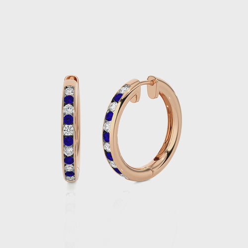 1 CT. Sapphire Diamond Eternity Hoop Earrings