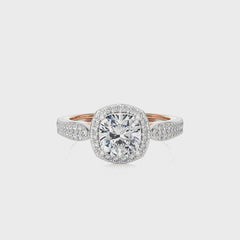 Vintage Style Bazel and Halo Diamond Engagement Ring