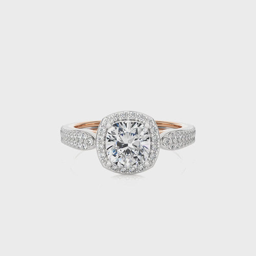 Vintage Style Bazel and Halo Diamond Engagement Ring