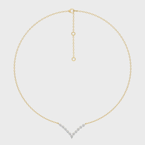 Elena Serenity V shape Round Natural Diamond Necklace