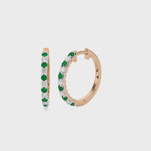 1/2 CT Emerald Diamond Eternity Hoop Earrings