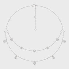 1 CT. Double Layered Five Motifs Marquise and Round Station Necklace