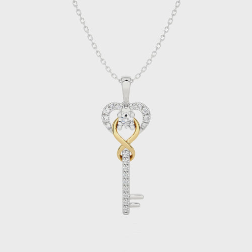 1/4 CT. The Infinity Heart Key Lab Created Diamond  Pendant