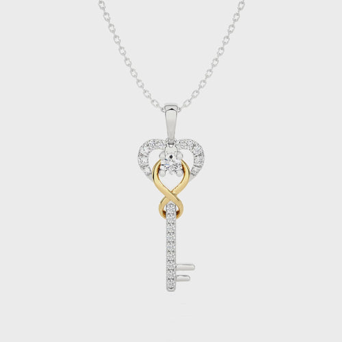 The Infinity Heart Key Lab Created Diamond  Pendant