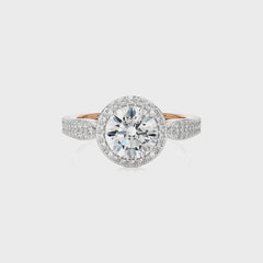 Vintage Style Bazel and Halo Diamond Engagement Ring