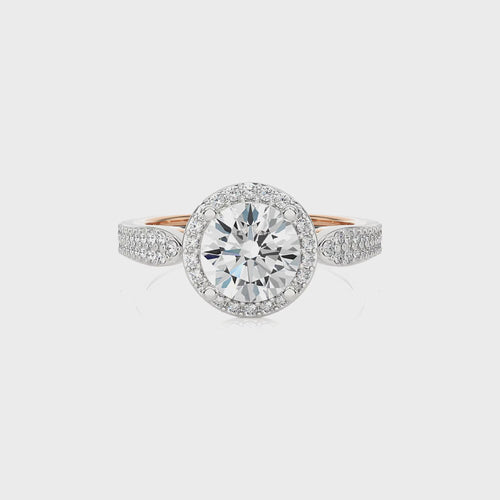Vintage Style Bazel and Halo Diamond Engagement Ring