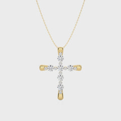 Embellished Gold Cross Lab Created Diamond Pendant