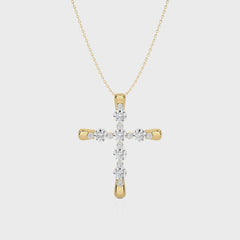1/2 CT. Embellished Gold Cross Lab Created Diamond Pendant