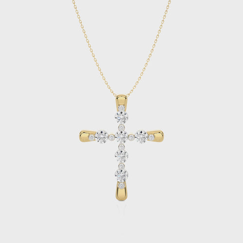 Embellished Gold Cross Lab Created Diamond Pendant