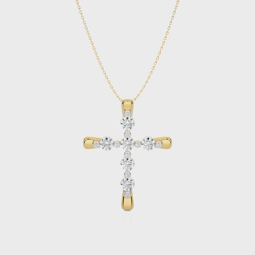 1/2 CT. Embellished Gold Cross Lab Created Diamond Pendant