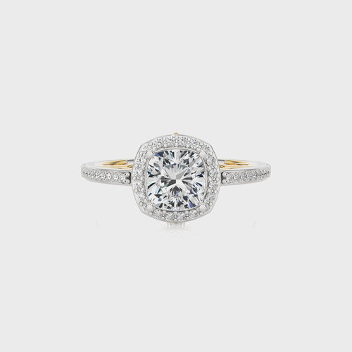 Aura Vintage Diamond Halo Engagement Ring