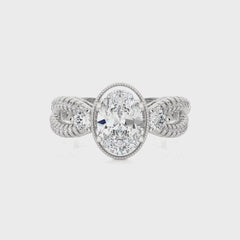 Classic Twisted Split Shank Diamond Halo Engagement Ring