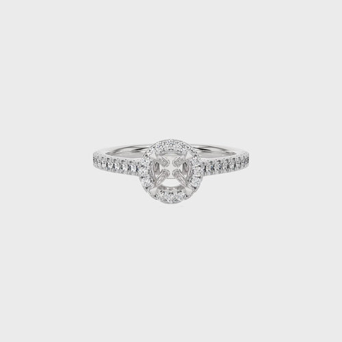 1/3 CT Round Diamond Semi Mount Halo Engagement Ring
