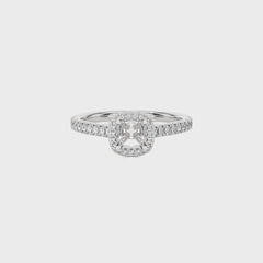 1/3 CT Round Diamond Semi Mount  Halo Engagement Ring