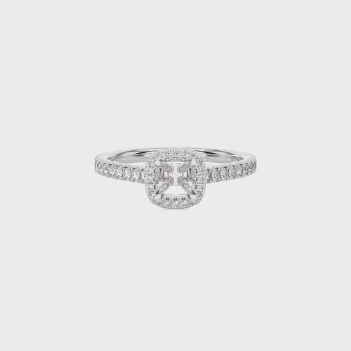 1/3 CT Round Diamond Semi Mount  Halo Engagement Ring