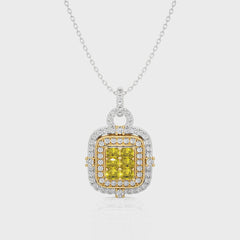 1 1/4 CT. Fancy Yellow Radiant Diamond  Fashion Pendant