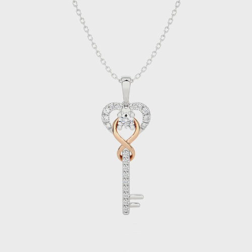 1/4 CT. The Infinity Heart Key Lab Created Diamond  Pendant