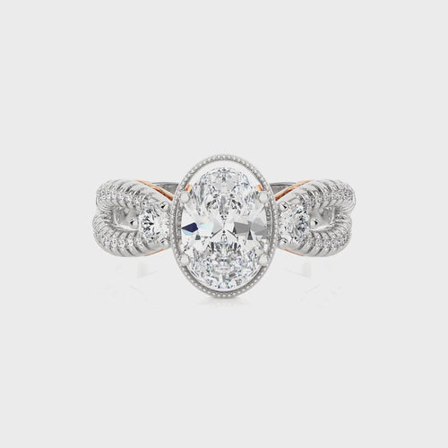 Classic Twisted Split Shank Diamond Halo Engagement Ring