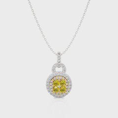 1 CT. Fancy Yellow Cushion Diamond Pendant