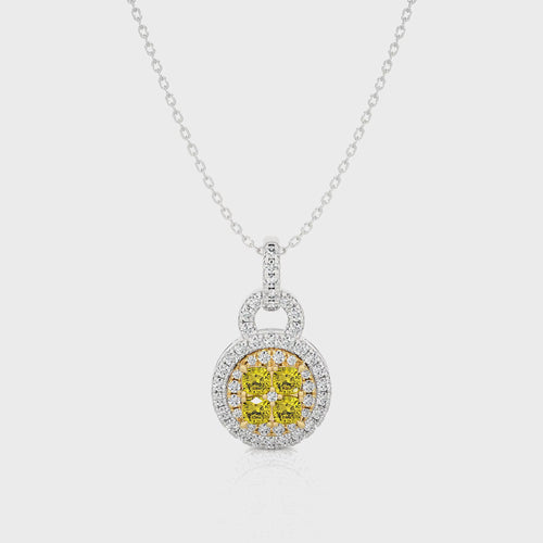 1 CT. Fancy Yellow Cushion Diamond Pendant