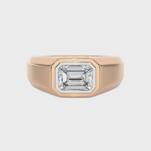 2 CT. Azure Timeless Classic Men's Solitaire Emerald Lab Created Diamond Engagement Band Ring