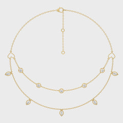 1 CT. Double Layered Five Motifs Marquise and Round Station Necklace