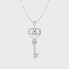 1/4 CT. The Infinity Heart Key Lab Created Diamond  Pendant