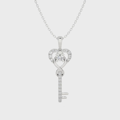 1/4 CT. The Infinity Heart Key Lab Created Diamond  Pendant