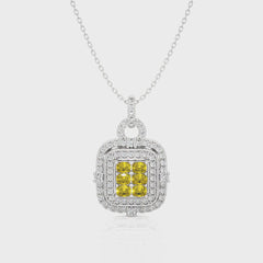 Fancy Yellow Radiant Diamond  Fashion Pendant