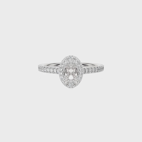 1/3 CT Round Diamond Semi Mount Halo Engagement Ring
