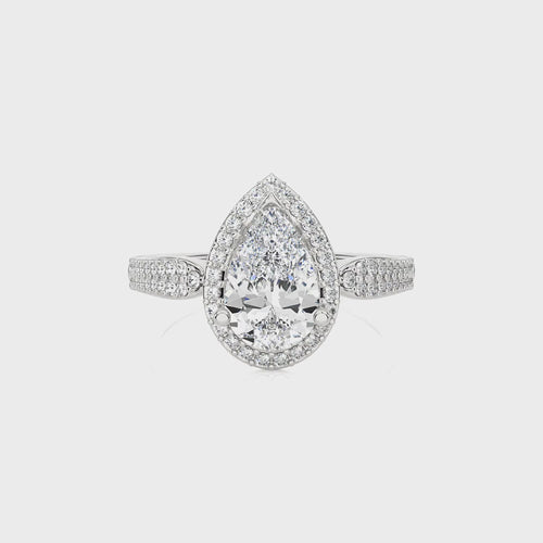 Vintage Style Bazel and Halo Diamond Engagement Ring