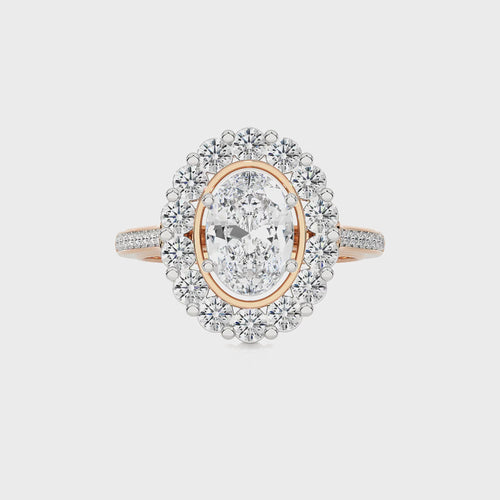 Gerbera Bloom Bazel and Halo Diamond Engagement Ring