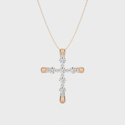1/2 CT. Embellished Gold Cross Lab Created Diamond Pendant