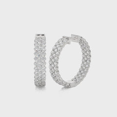5 CT. Tripple Row Inside Out Natural Hoop Earrings.