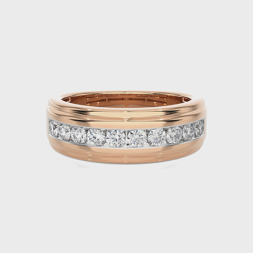 1 CT. Classic Half Eternity Men's Round Lab Created Diamond Engagement Band Ring