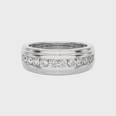 1 CT. Classic Half Eternity Men's Round Lab Created Diamond Engagement Band Ring