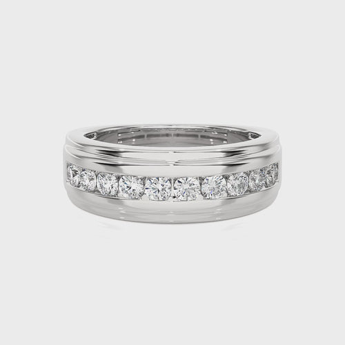 1 CT. Classic Half Eternity Men's Round Lab Created Diamond Engagement Band Ring