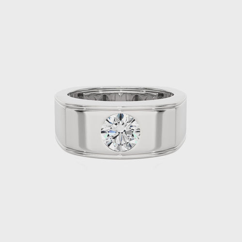 1 1/2 CT. Royal Round Enchantment Solitaire Men's Lab Created Diamond Engagement Band Ring