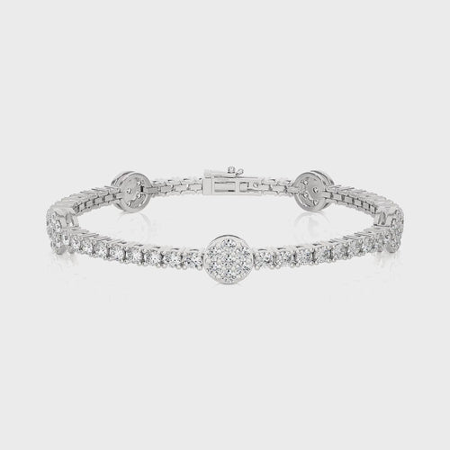 Eternal Sparkle Ethical Natural Diamonds Studded Round Gold Motifs Linked Station/Tennis Bracelet with Clasp Lock