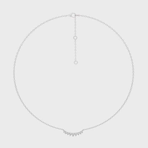 Resplendent Curved bar Round Natural Diamond Nine stones Necklace