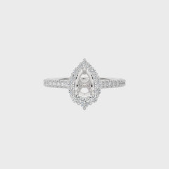1/2 CT Round Diamond Semi Mount Two tone Halo Engagement Ring