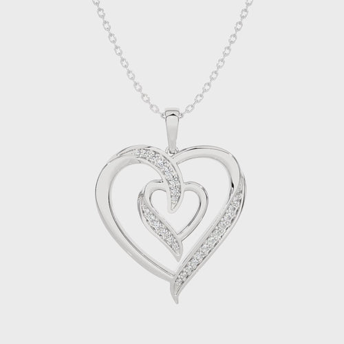 1/8 CT. Adorned Twin Heart Lab Created Diamond Pendant.