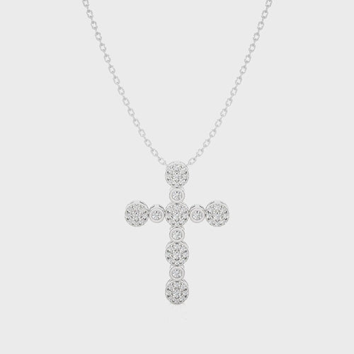1/4 CT. Cluster Round Lab Created Diamond Cross Pendant