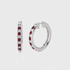 1 CT. Ruby Diamond Eternity Hoop Earrings
