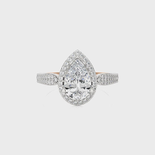 Vintage Style Bazel and Halo Diamond Engagement Ring