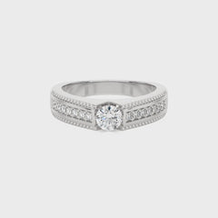 1/2 CT. Round Natural Diamond Engagement Ring