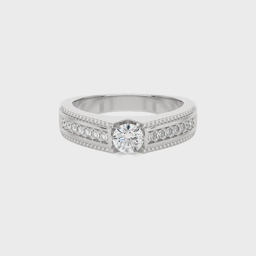1/2 CT. Round Natural Diamond Engagement Ring