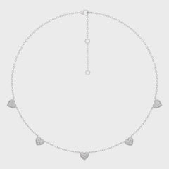 Graceful Heart Shapes Round Natural Diamond by the yard Necklace