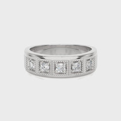 1/2 CT. Retro Half Eternity Classic Men's Round Lab Created Diamond Engagement Band Ring