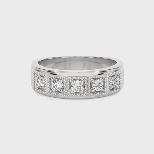 1/2 CT. Retro Half Eternity Classic Men's Round Lab Created Diamond Engagement Band Ring